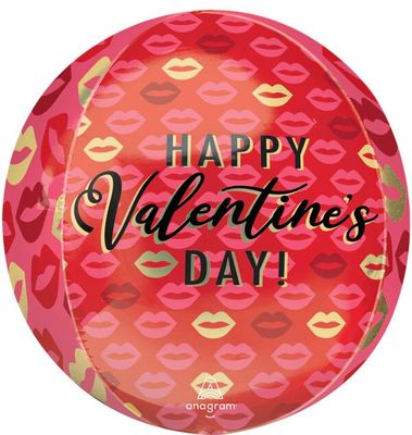 HVD Kiss Lips Orbz - 15" Helium Filled Foil Balloon, Ribbon