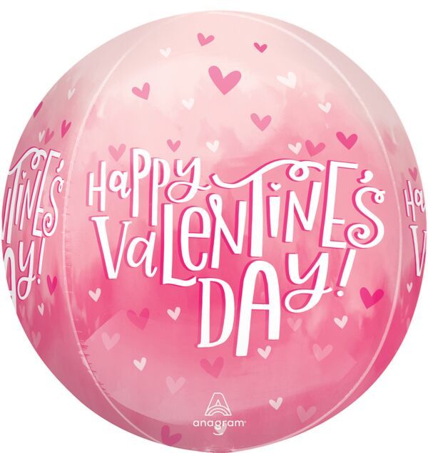 Valentine Pearl Shine Orbz - 15" Helium Filled Foil Balloon, Ribbon