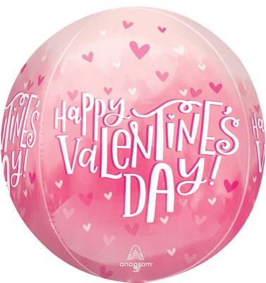 Valentine Pearl Shine Orbz - 15" Helium Filled Foil Balloon, Ribbon