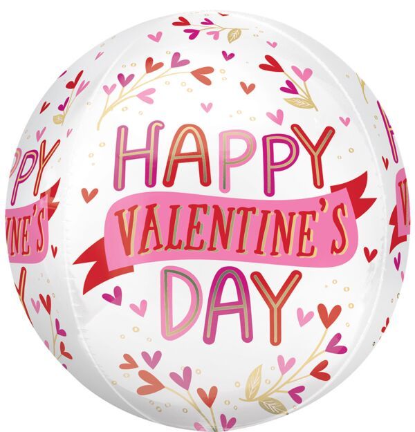 HVD Botanical Traces Orbz - 15" Helium Filled Foil Balloon, Ribbon