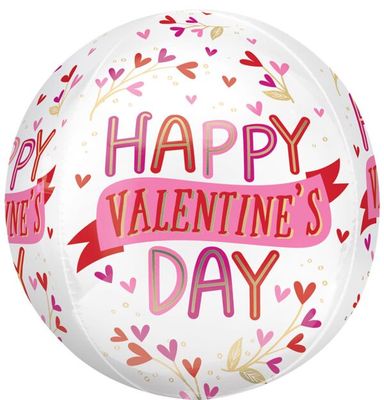 HVD Botanical Traces Orbz - 15" Helium Filled Foil Balloon, Ribbon