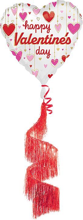 HVD Satin Dangling Hearts Tassel - 36" Helium Filled Foil Balloon, Ribbon