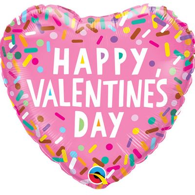 Valentine's Sprinkles - 18" Helium Filled Foil Balloon, Ribbon