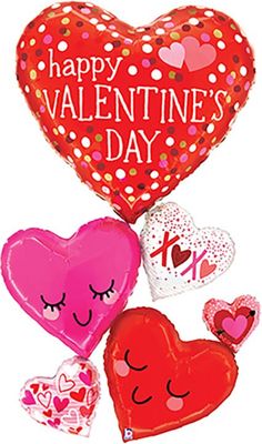Special Delivery Valentine Happy Hearts - 58" Helium Filled Foil Balloon, Ribbon
