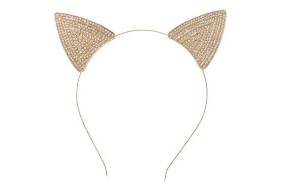 Gold Rhinestone Cat Ear Headband