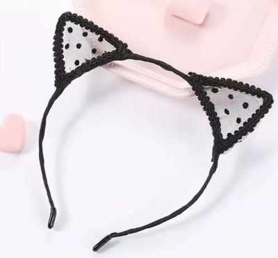 Cat Lace Headband w/ Polkadots