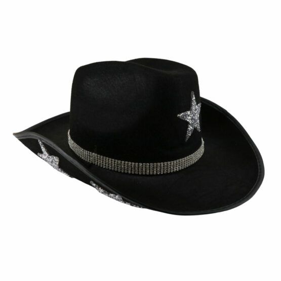 Cowboy Hat with Stars - Black