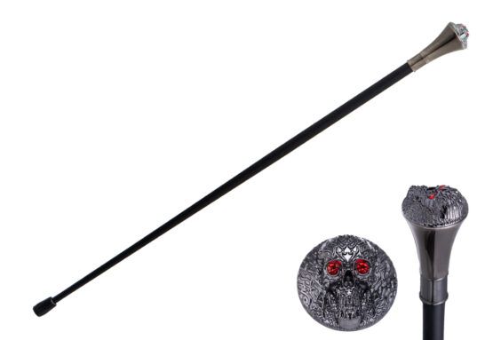 Deluxe Walking Cane - Gunmetal Skull
