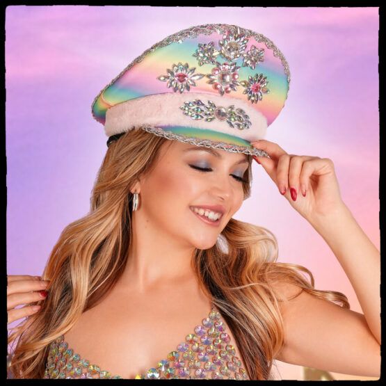 Sequin Festival Police Hat - Pink