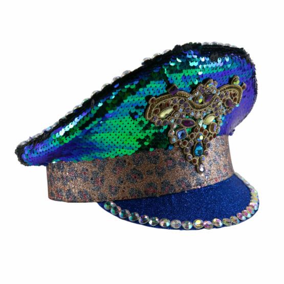 Sequin Festival Police Hat - Blue