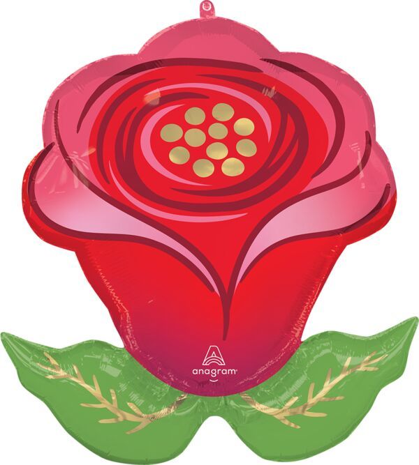 Sending Flowers Rose - 30&quot; Helium Filled Foil Balloon, Ribbon