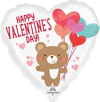 Valentine Bear Hug - 17" Helium Filled Foil Balloon, Ribbon