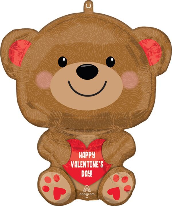 HVD Cuddly Bear - 20" Helium Filled Foil Balloon, Ribbon