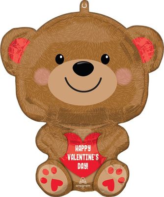 HVD Cuddly Bear - 20" Helium Filled Foil Balloon, Ribbon