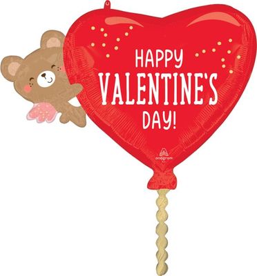 HVD Angel Bear Hug - 29" Helium Filled Foil Balloon, Ribbon