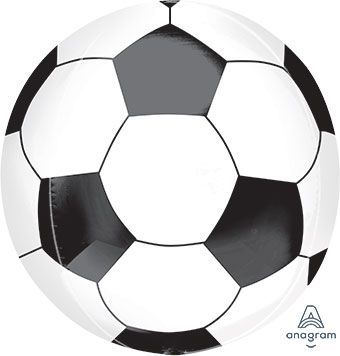 Soccer Ball Orbz - 15&quot; Helium Filled Foil Balloon, Ribbon