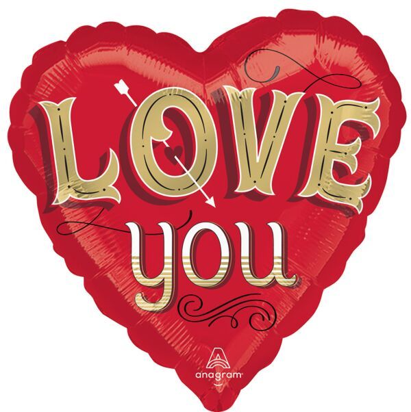 Just My Type Love You - 17&quot; Helium Filled Foil Balloon, Ribbon