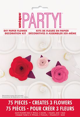Pink &amp; Red Paper Flower Kit  3pc