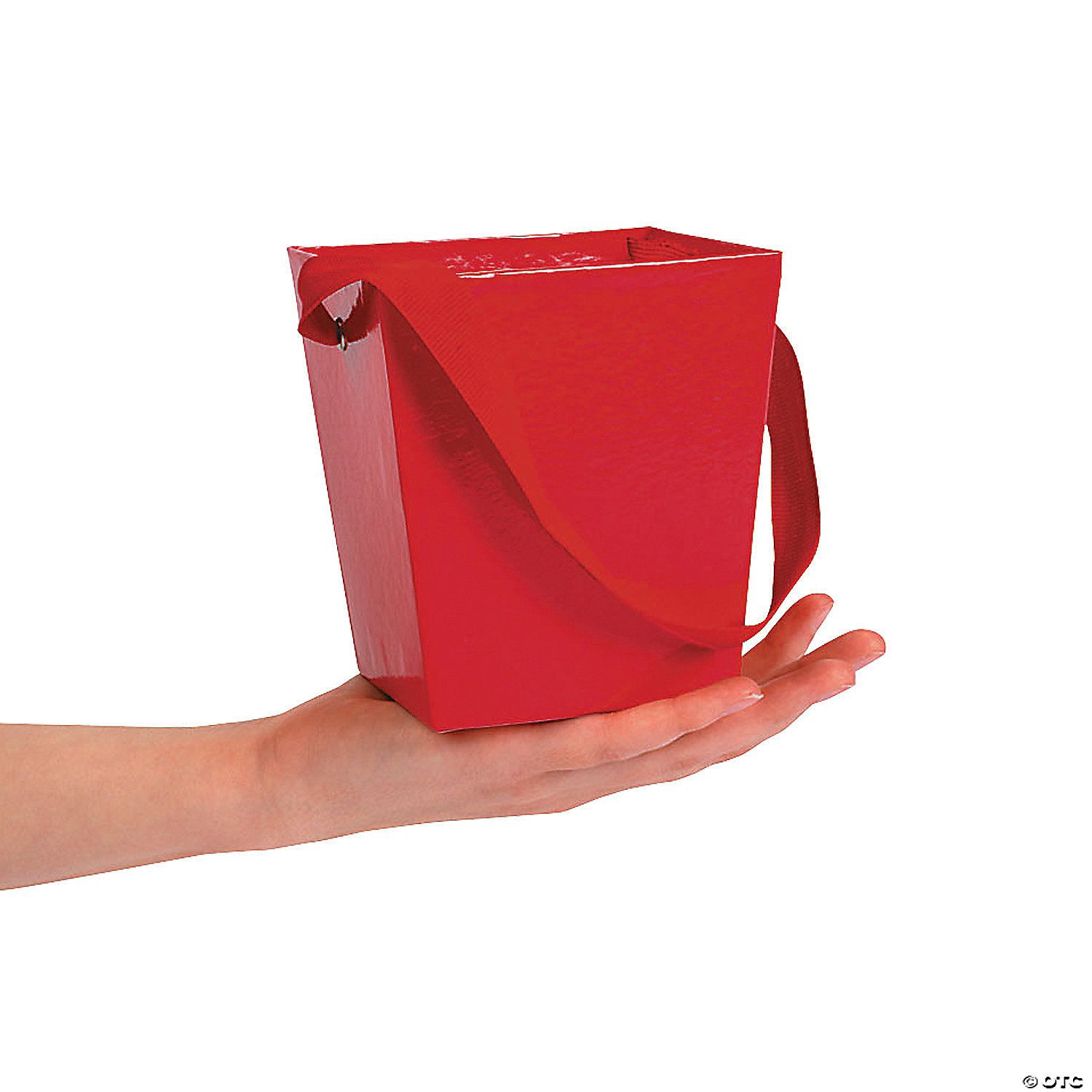 Cardboard Bucket w/Handle -, Color: Red