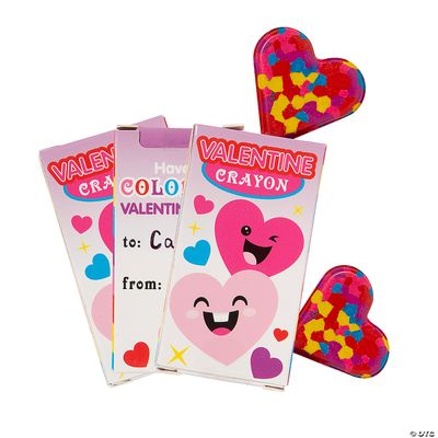 Valentine Exchange -Conf Heart Crayons w/Box 12ct