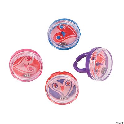 Valentine Pill Puzzle Rings - 12ct