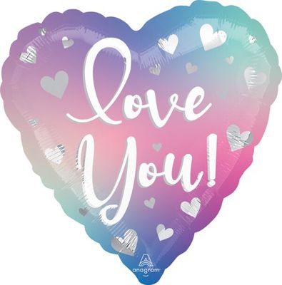 Love You Filtered Ombré - 17&quot; Helium Filled Foil Balloon, Ribbon