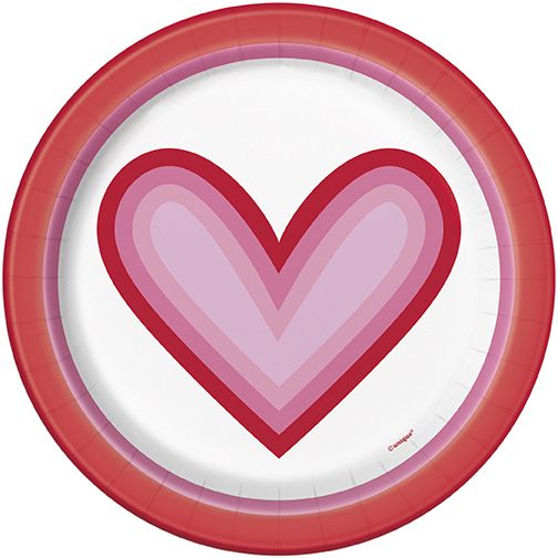 Retro Valentine's Heart - 7" Plates 8ct