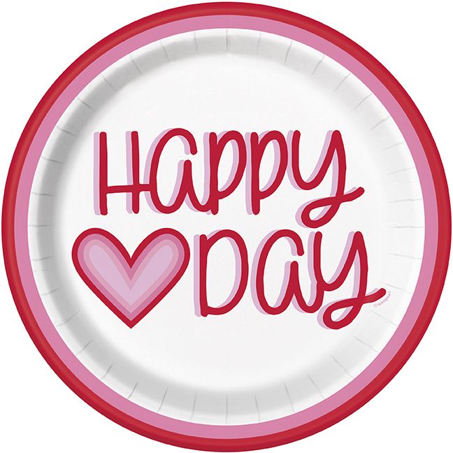 Retro Valentine's Heart - 9" Plates 8ct