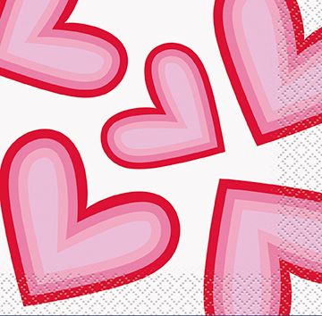 Retro Valentine's Heart - Beverage Napkins 16ct