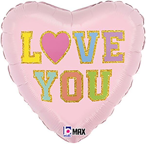 Love Patch Heart - 18&quot; Helium Filled Foil Balloon, Ribbon
