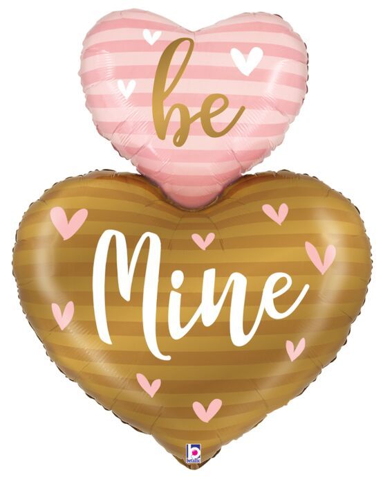 Be Mine Heart Duo - 42&quot; Helium Filled Foil Balloon, Ribbon