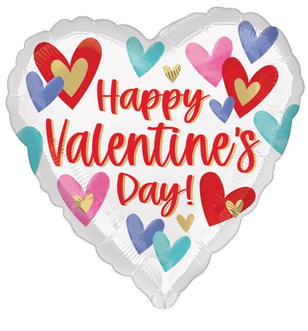 Valentine Paper Hearts - 18" Helium Filled Foil Balloon, Ribbon