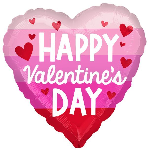 Valentine Stripe - 18" Helium Filled Foil Balloon, Ribbon