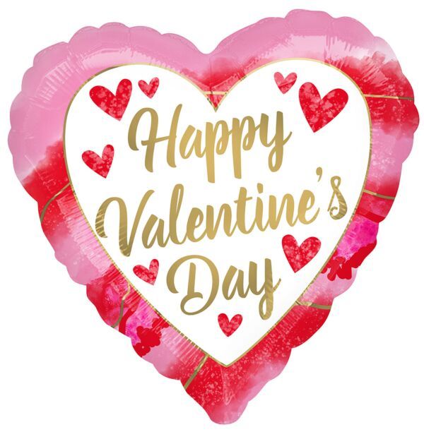 Valentine Water Geode - 18" Helium Filled Foil Balloon, Ribbon