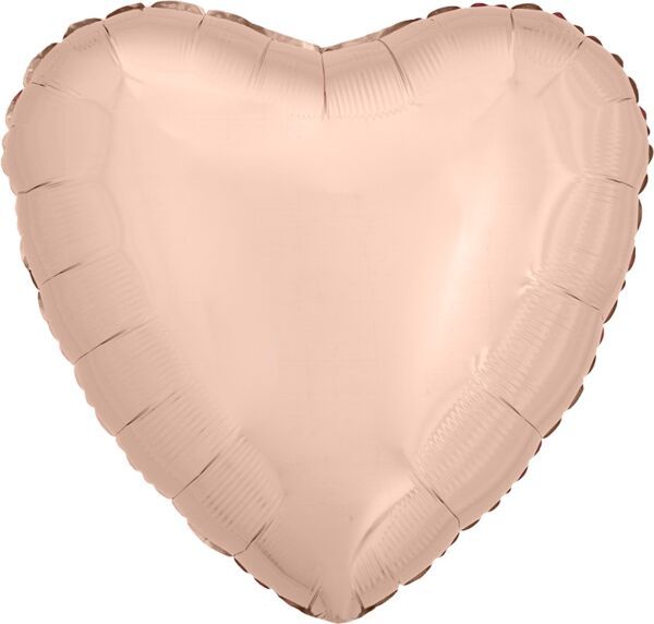 Rose Gold Heart - 17&quot; Helium Filled Foil Balloon, Ribbon