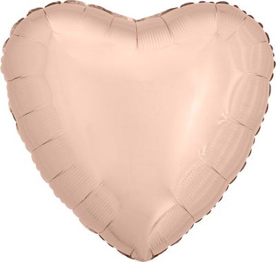 Rose Gold Heart - 17&quot; Helium Filled Foil Balloon, Ribbon
