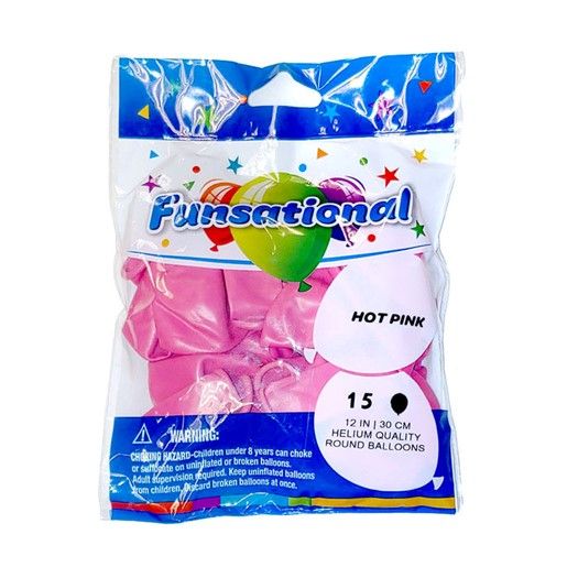 Funsational Hot Pink 12&quot; - , Count: 15 Ct