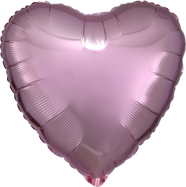 Rose Gold Heart - 17&quot; Helium Filled Foil Balloon, Ribbon