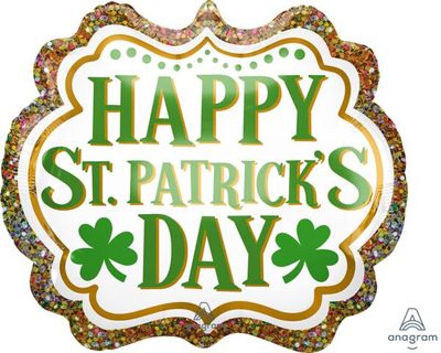 St Patricks Day  - 25&quot; Helium Filled Foil Balloon, Ribbon