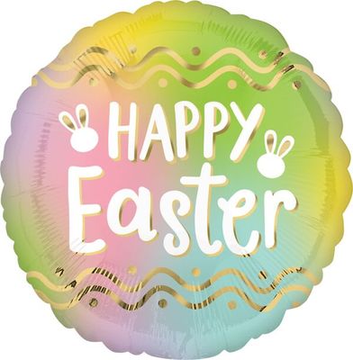 Ombre Easter - 17" Helium Filled Foil Balloon, Ribbon