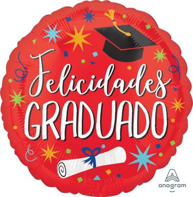 Felicidades Graduado - 17&quot; Helium Filled Foil Balloon, Ribbon