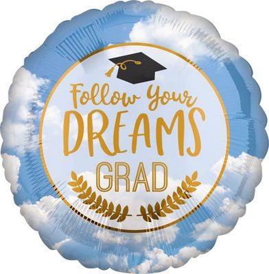 Follow Your Dreams - 17&quot; Helium Filled Foil Balloon, Ribbon