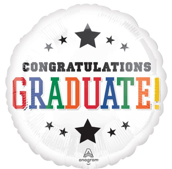 Congratulations Graduation Brights - 28&quot; Helium Filled Foil Balloon, Ribbon