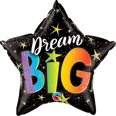 Dream Big Rainbow Stars - 20&quot; Helium Filled Foil Balloon, Ribbon