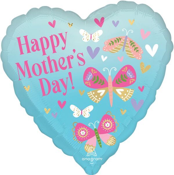 HMD Butterflies  - 17&quot; Helium Filled Foil Balloon, Ribbon