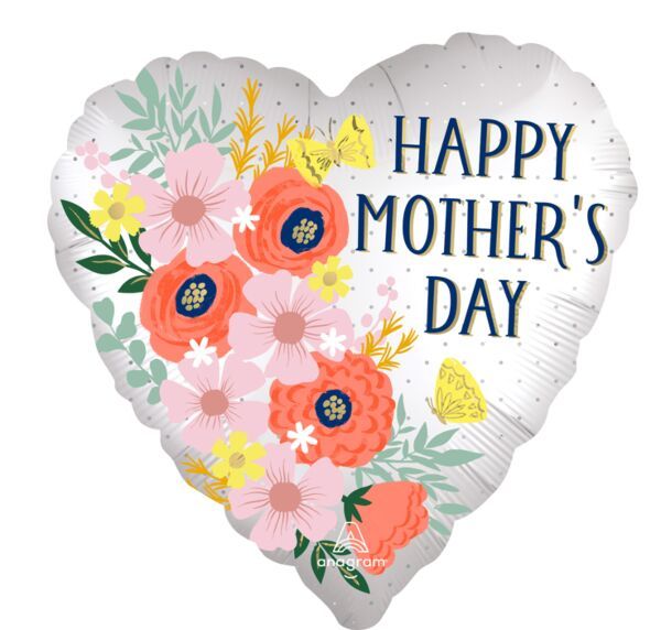 HMD Satin Blooms - 17&quot; Helium Filled Foil Balloon, Ribbon