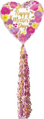 Floral Happy Mother's Day - 84" Helium Filled Foil Balloon, Ribbon
