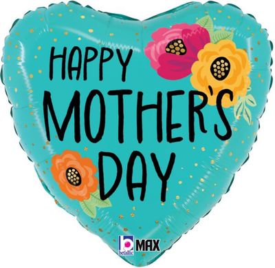 Fresh Flowers Mother's Day - 18" Helium Filled Foil Balloon, Ribbon