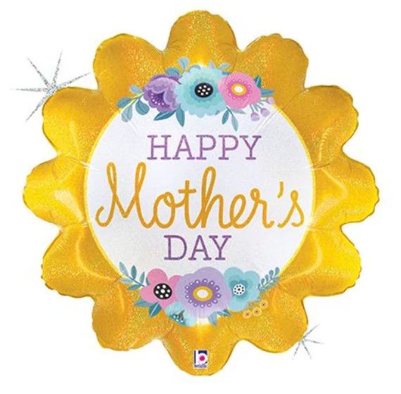 Flower Mother&#39;s Day - 24&quot; Helium Filled Foil Balloon, Ribbon
