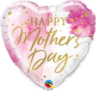 HDM Pink Watercolor - 18&quot; Helium Filled Foil Balloon, Ribbon